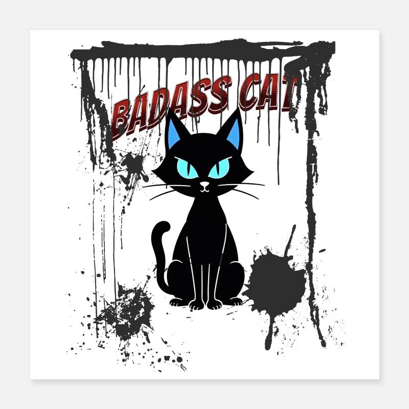 Badass Katze Poster 40x40 cm