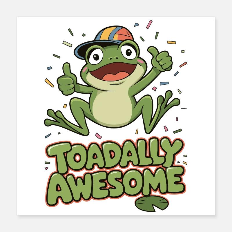 Toadally Awesome Frosch-Grafik Poster 40x40 cm