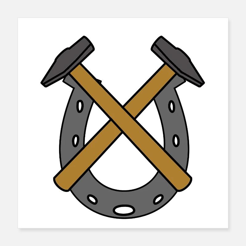 Métiers de forgeron de marteau en fer à cheval Poster 40 x 40 cm