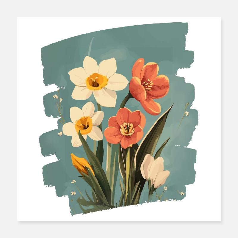 Printemps Printemps Début Fleur Fleurs Poster 40 x 40 cm