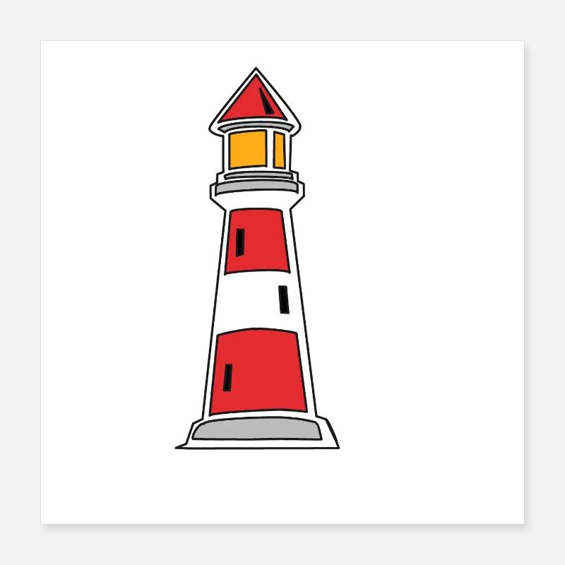 Lighthouse Lake Coast Maritime Poster 16" x 16" (40x40 cm)