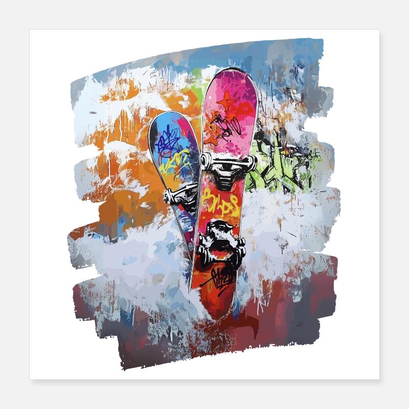 Snowboarder poudreuse Poster 40 x 40 cm