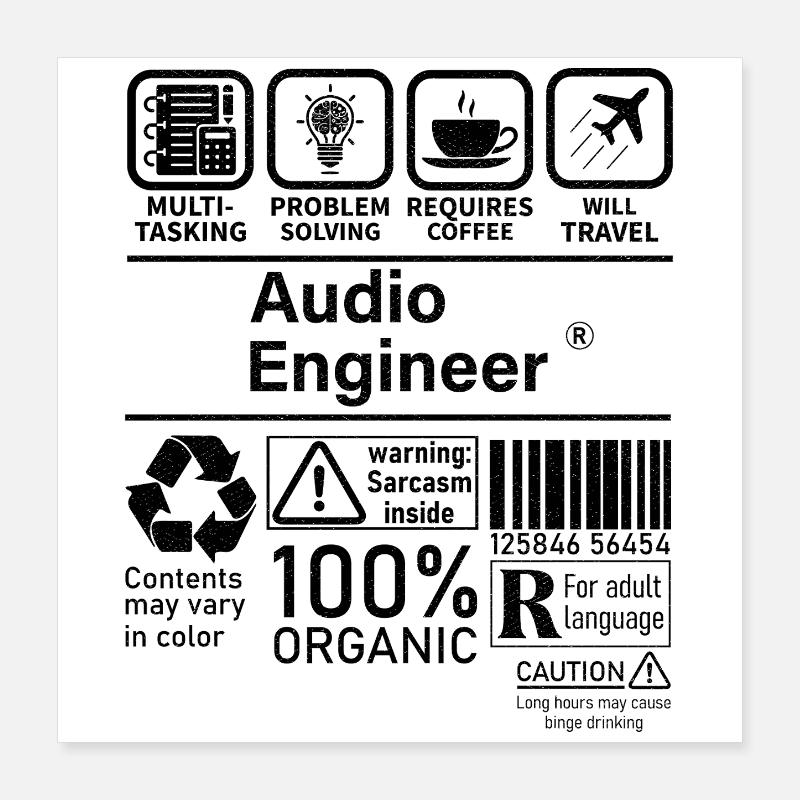 Audio Engineer multi tasking problem solving Poster 40x40 cm