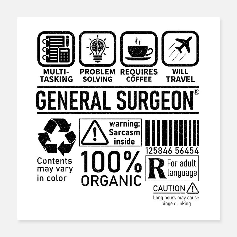 Chirurgien généraliste multitâche résolution de problèmes Poster 40 x 40 cm