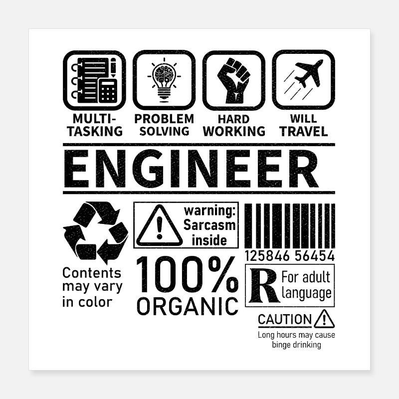 engineer multi tasking problem solving working Poster 40x40 cm