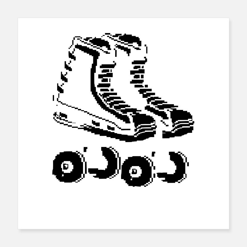 Roller Skates Pixel Art Poster 16" x 16" (40x40 cm)