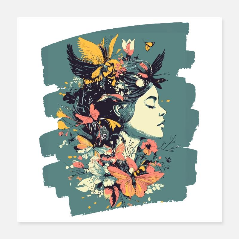 Printemps Printemps Début Fleurs Poster 40 x 40 cm