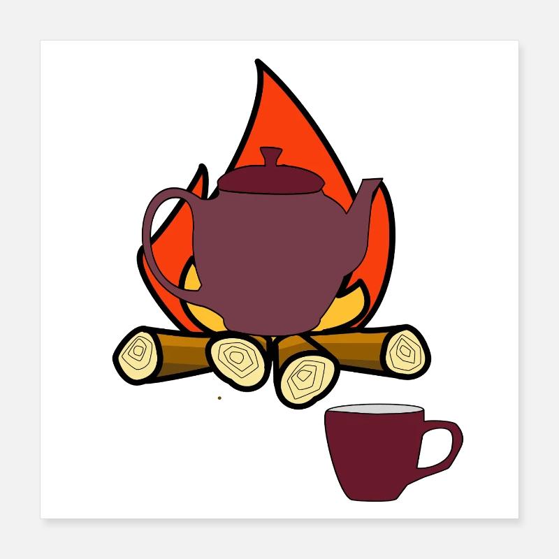 Feu de camp Camping Extérieur Poster 40 x 40 cm
