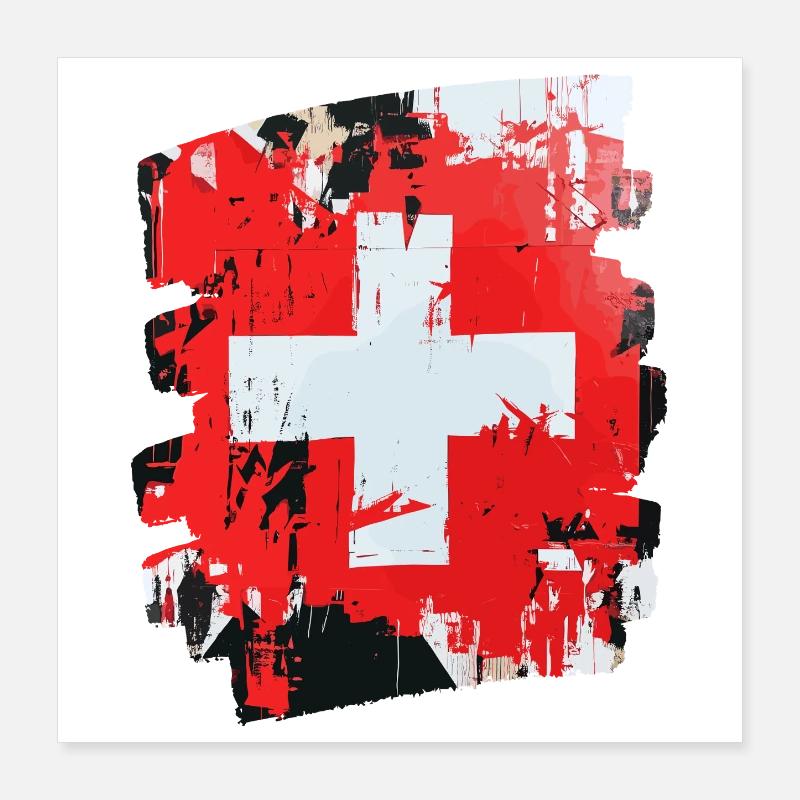 Schweizer Flagge Schweiz Poster 40x40 cm