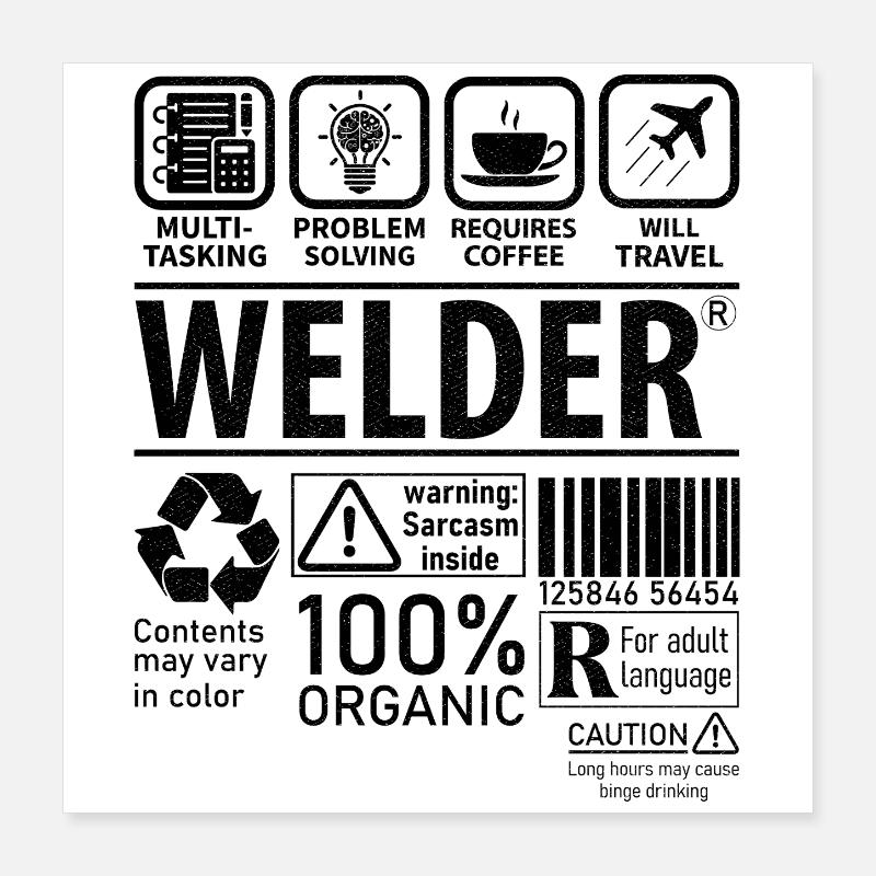Welder multi tasking problem solving requires Poster 40x40 cm