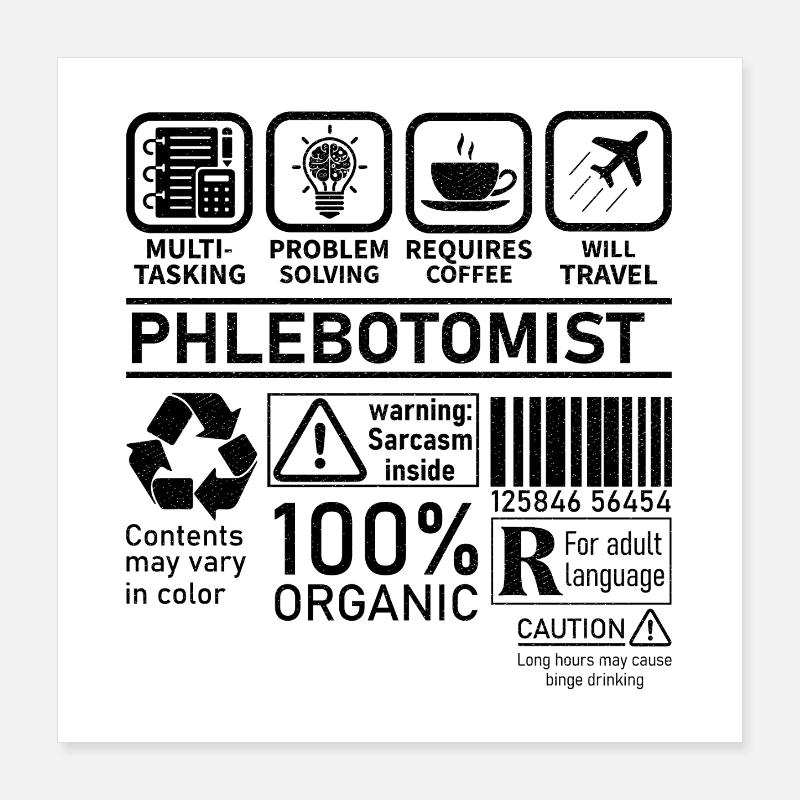 Phlébotomiste multitâche résolution de problèmes Poster 40 x 40 cm