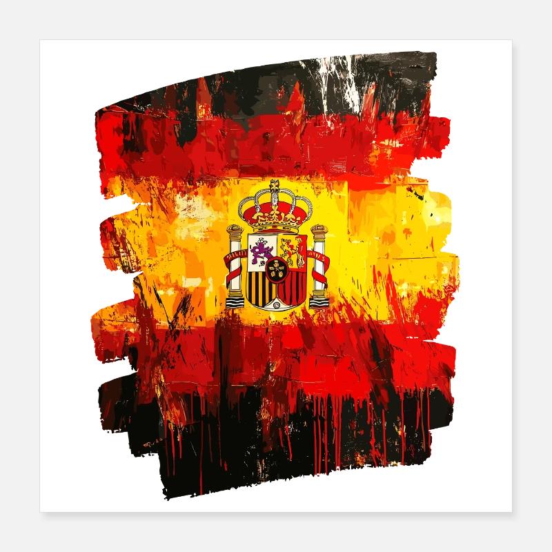 Spanish Flag Spain Poster 16" x 16" (40x40 cm)