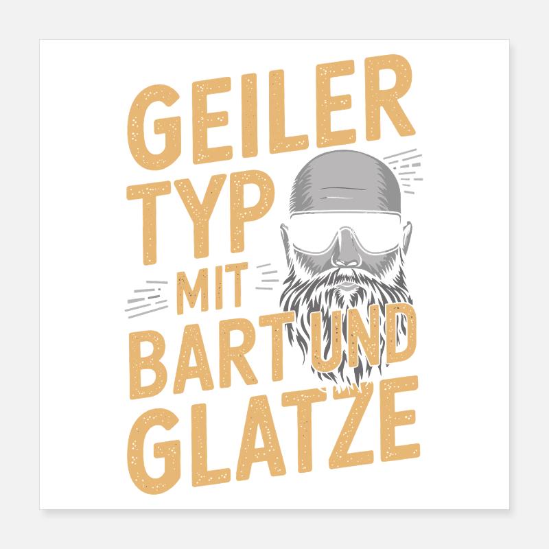 guy with beard & bald head beard wearer Poster 16" x 16" (40x40 cm)