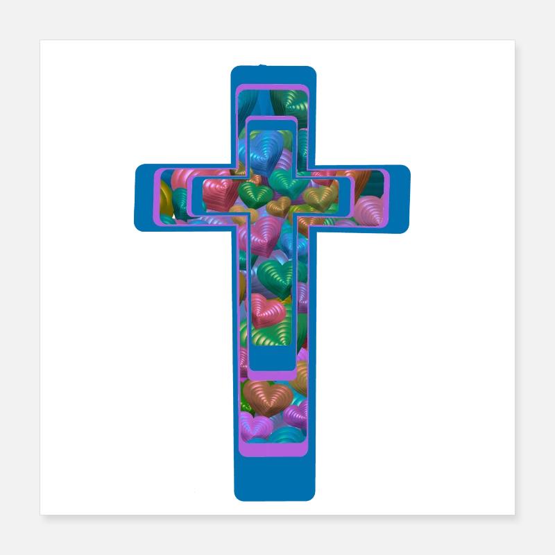 Croix Croix Coeurs Coeurs Poster 40 x 40 cm