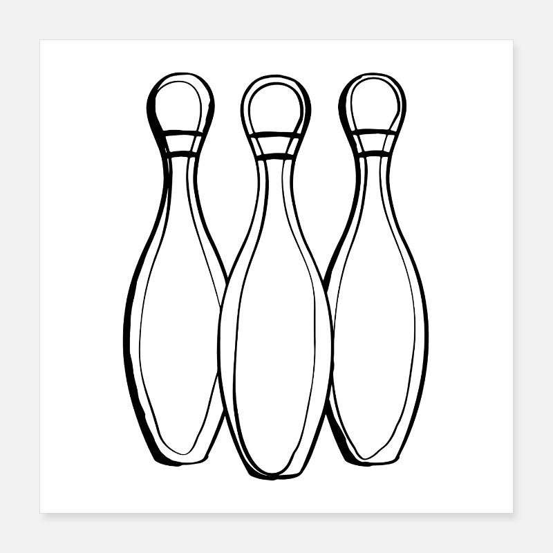 Dessin au trait de bowling Poster 40 x 40 cm