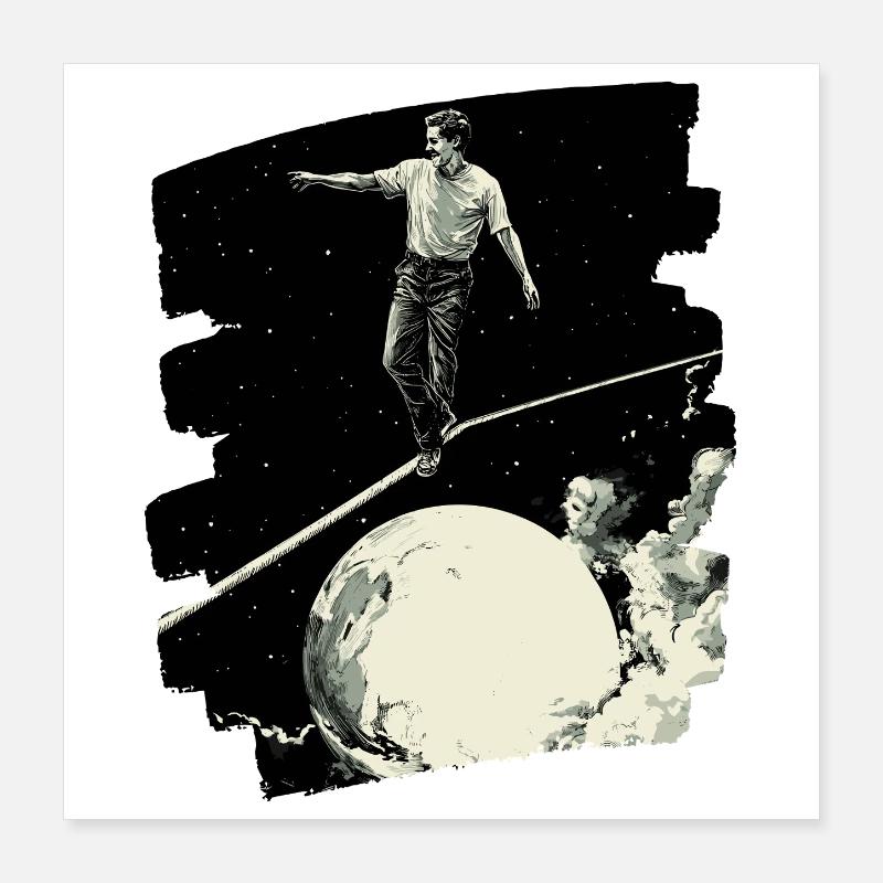 Slackline Slacklining Balance Poster 40 x 40 cm