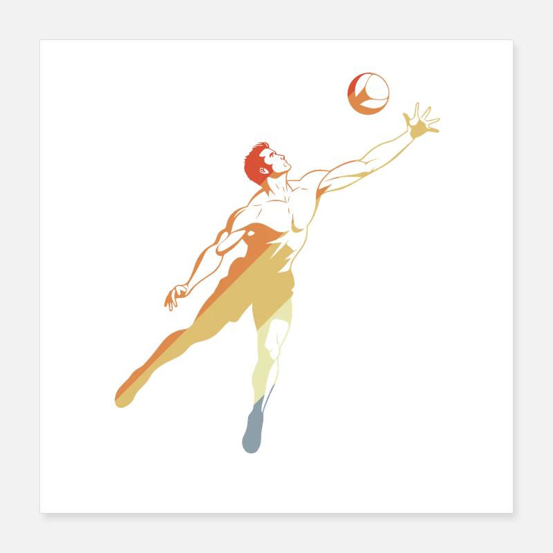 Joueurs de volley-ball vintage Poster 40 x 40 cm