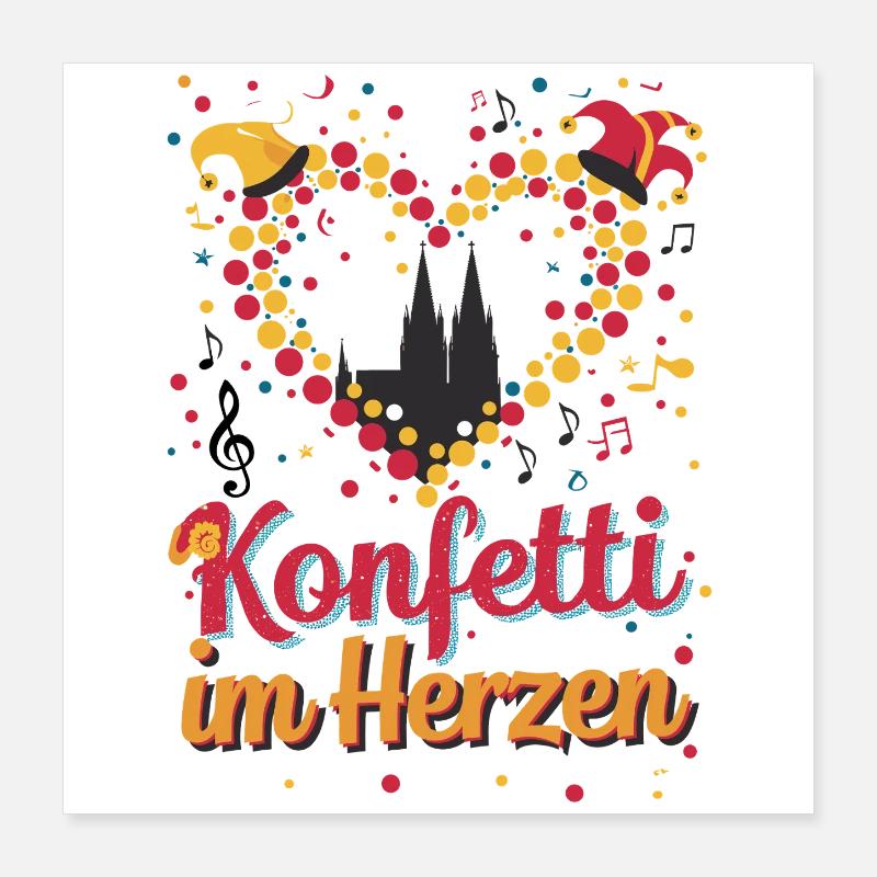 Köln Konfetti Im Herzen Karneval Herz Kölner Köln Poster 40x40 cm