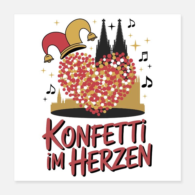 Köln Konfetti Im Herzen Karneval Herz Kölner Köln Poster 40x40 cm