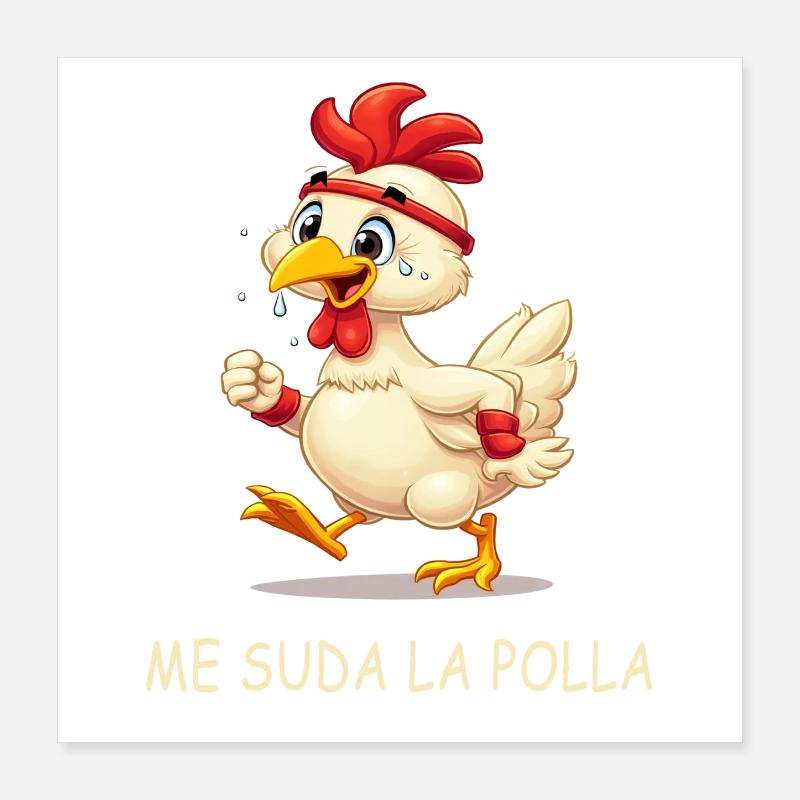 Poule En Sueur animée Poster 40 x 40 cm