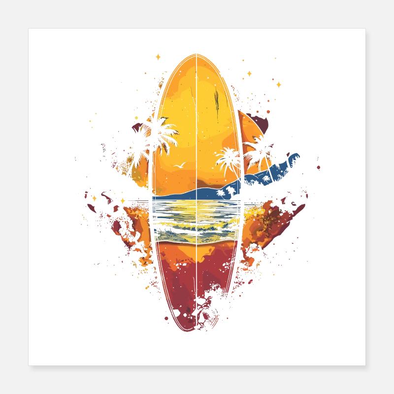 Surfbrett Poster 40x40 cm