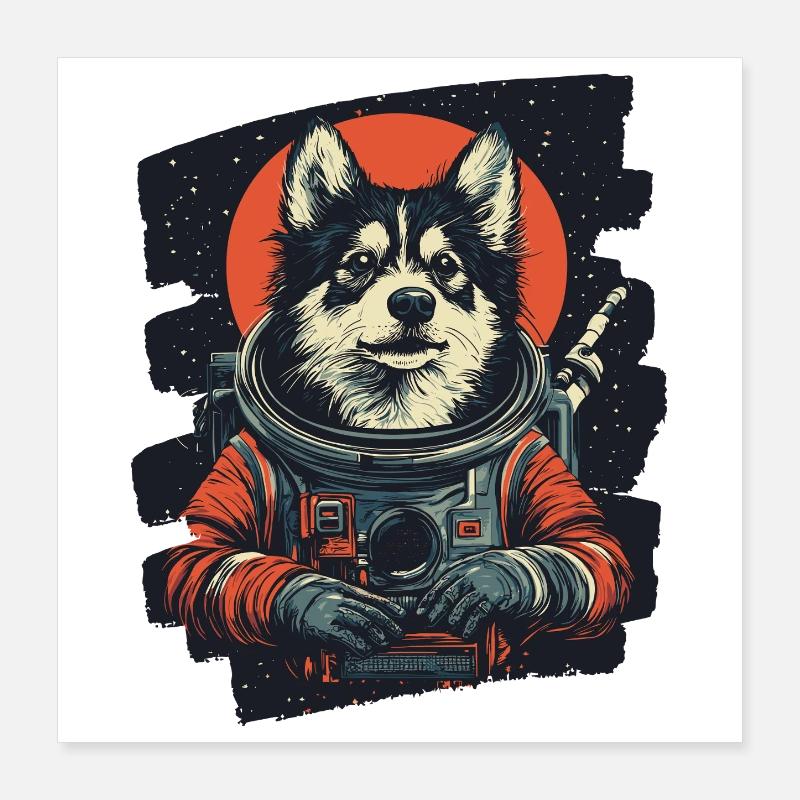 Astronaute husky Poster 40 x 40 cm