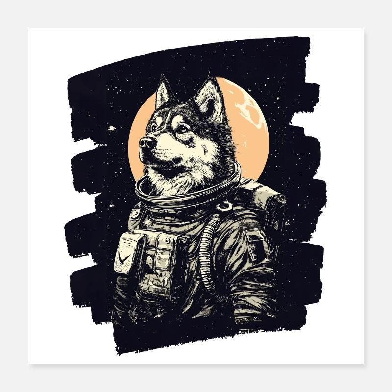 Astronaute husky Poster 40 x 40 cm