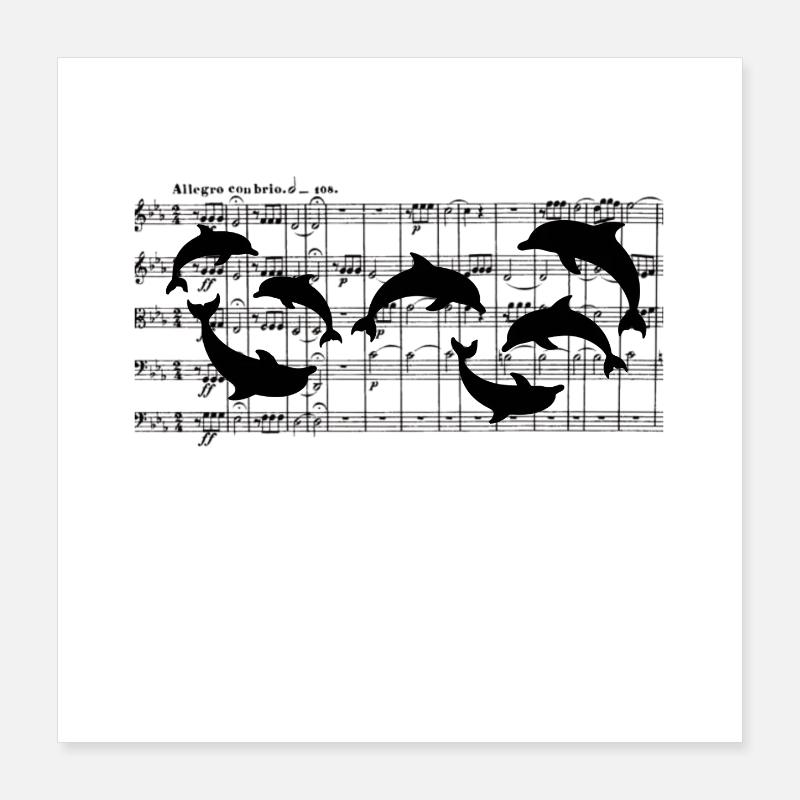Dauphins nageant sur Partition Partition Partition Partition Poster 40 x 40 cm
