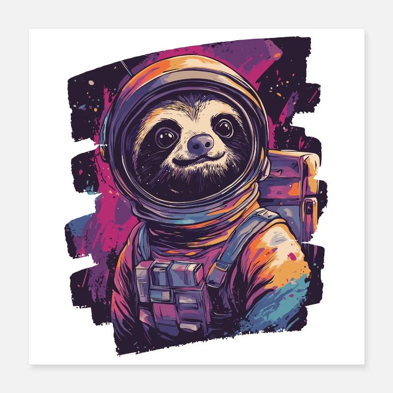 Faultier Astronaut Poster 40x40 cm