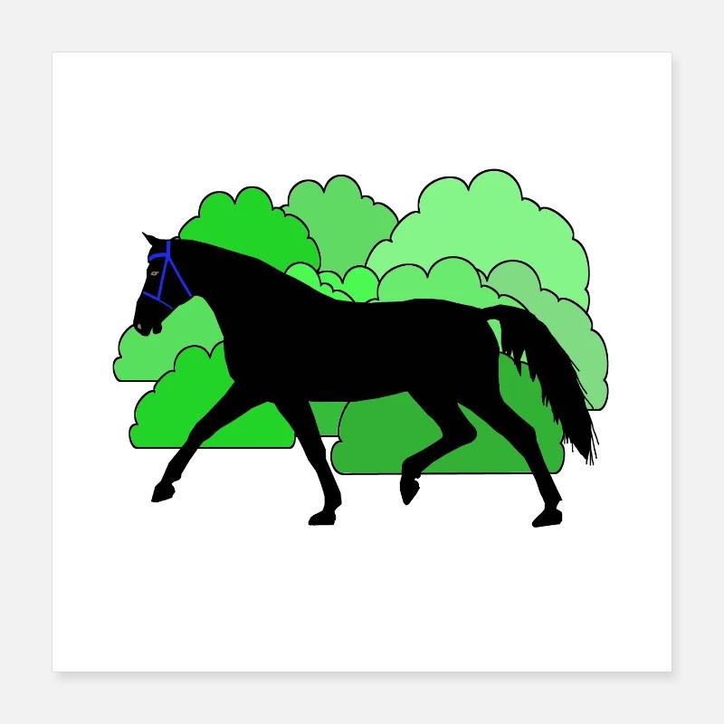 Pferd Pferde Rappe Poster 40x40 cm