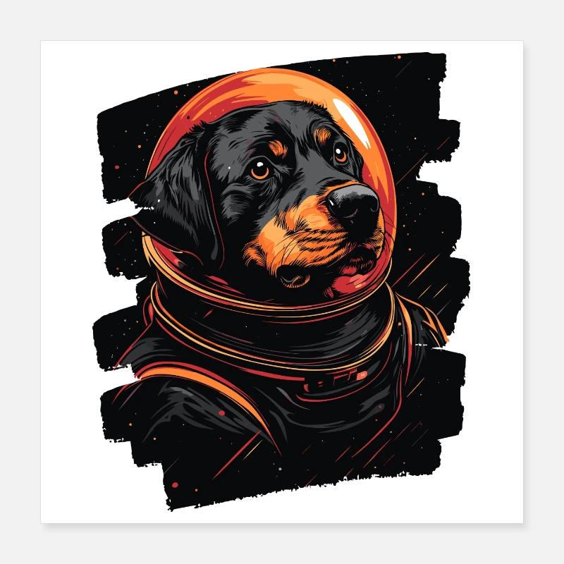 Rottweiler Astronaute Poster 40 x 40 cm