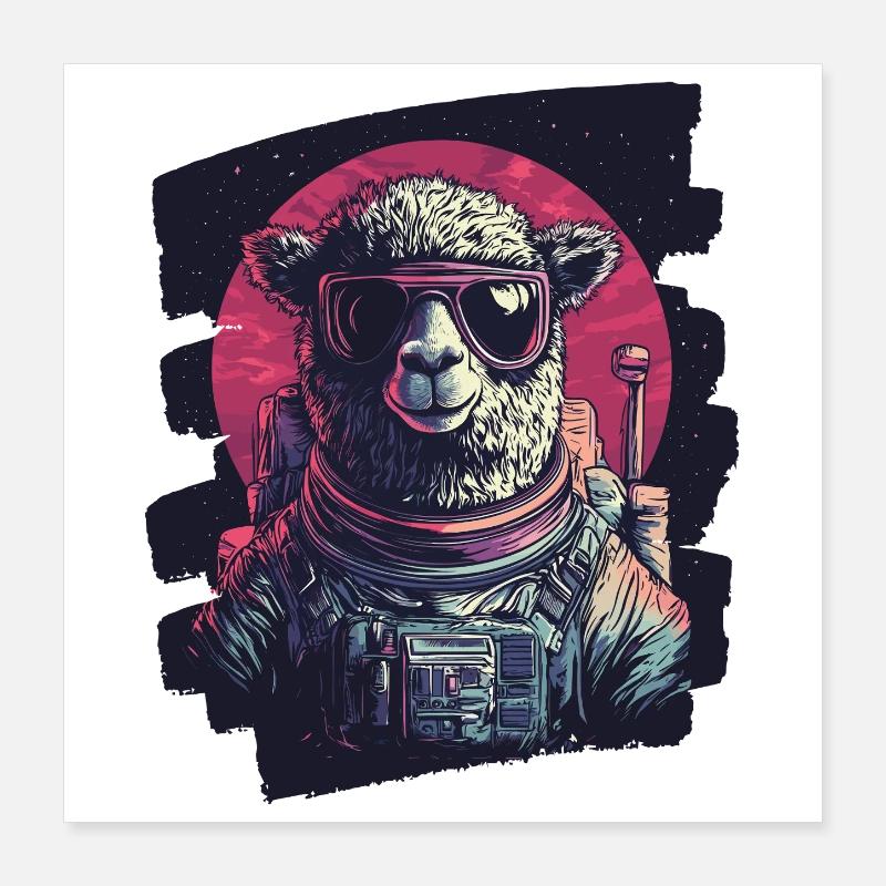 Lama astronaute Poster 40 x 40 cm