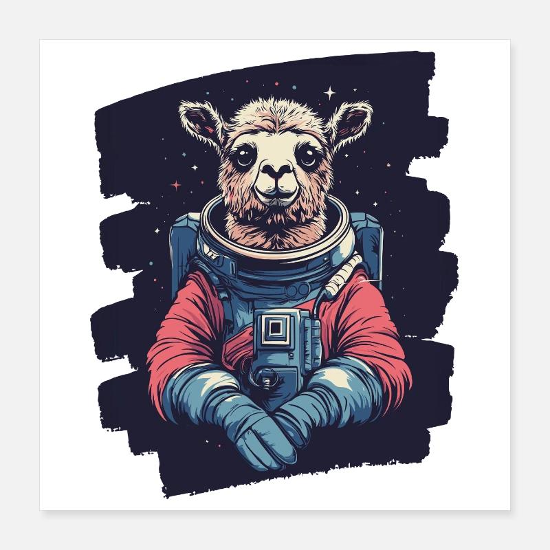 Lama Astronaut Poster 16" x 16" (40x40 cm)