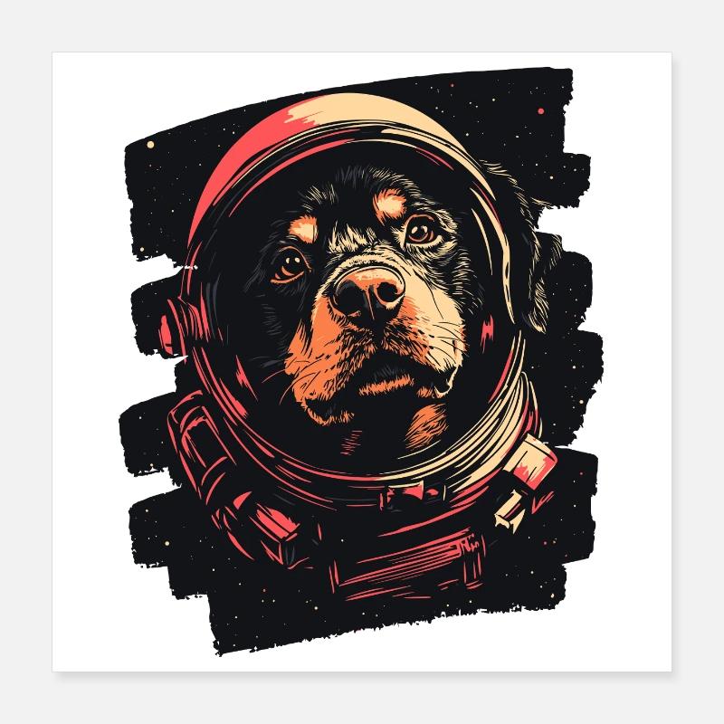 Rottweiler Astronaut Poster 40x40 cm