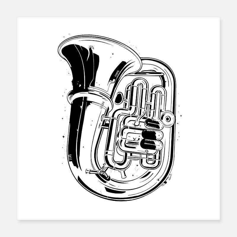 Tuba Zeichnung Poster 40x40 cm