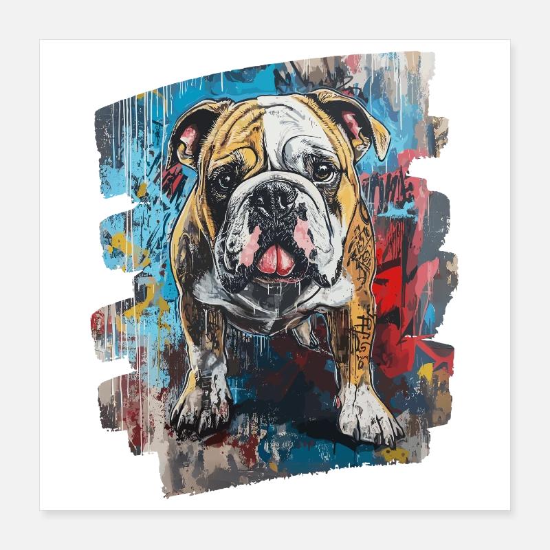 Chien de combat Bulldog Poster 40 x 40 cm