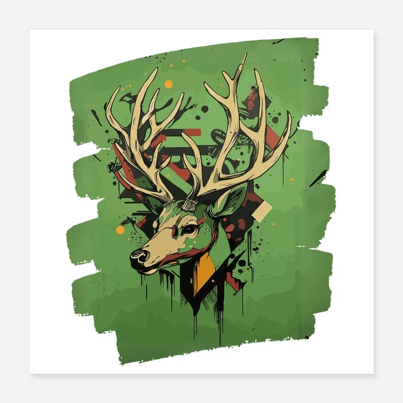 Cerf avec bois Poster 40 x 40 cm