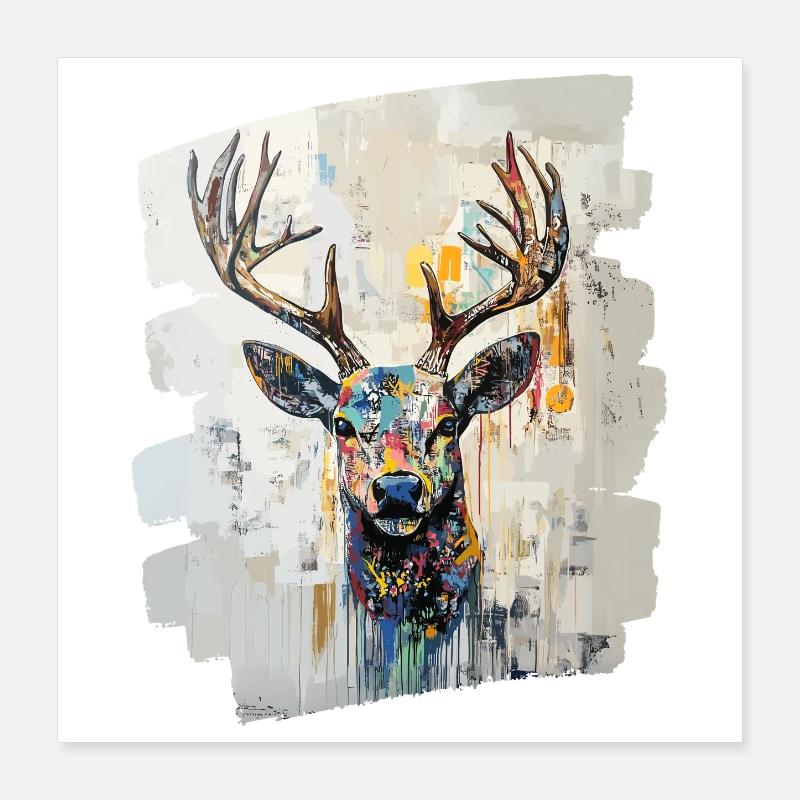 Cerf avec bois Poster 40 x 40 cm