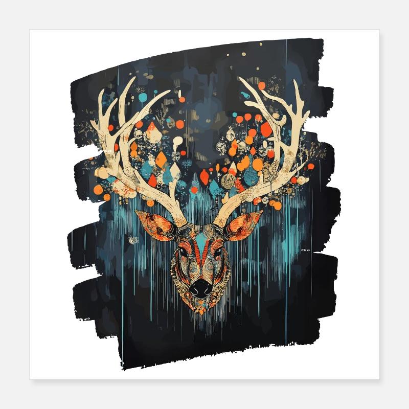 Deer with antlers Poster 16" x 16" (40x40 cm)