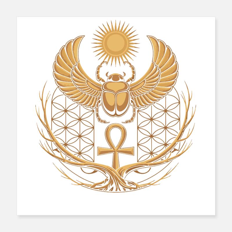 Winged Scarab with Ankh & Solar Disk Poster 16" x 16" (40x40 cm)