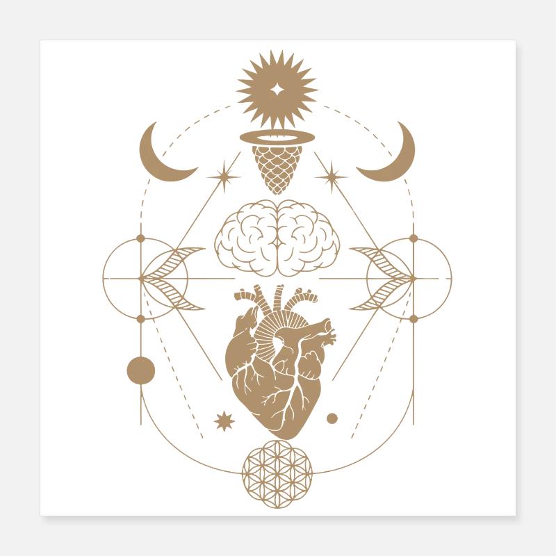 Heart Mind Connection | Sacred Energy Flow Poster 40 x 40 cm