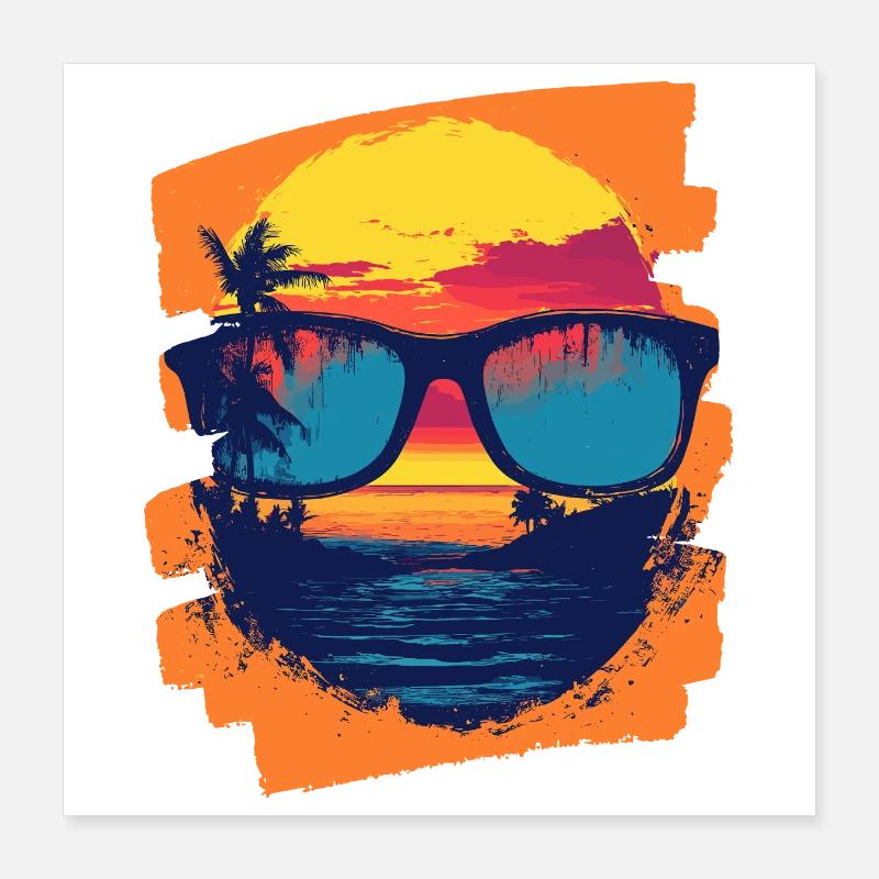 Sonnenbrille Sommer Palmen Poster 40x40 cm