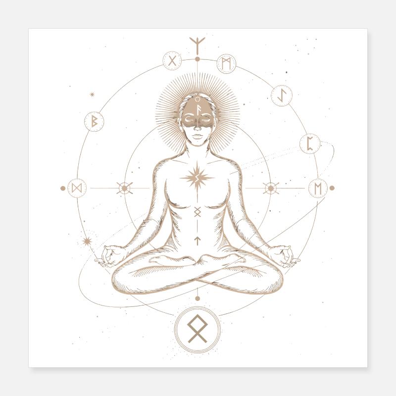 Runic Astral Alignment | Meditative Art Print Poster 16" x 16" (40x40 cm)