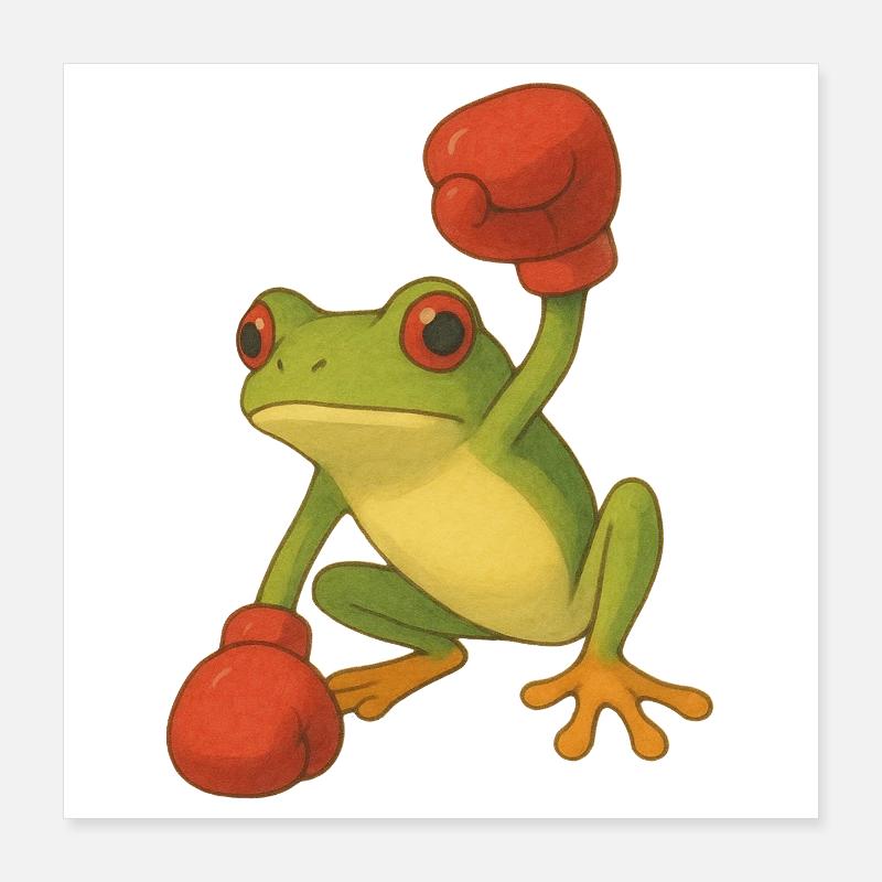 Grenouille avec des gants de boxe Poster 40 x 40 cm