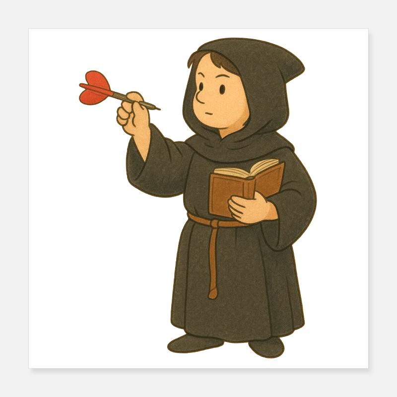 Monk playing darts Poster 16" x 16" (40x40 cm)