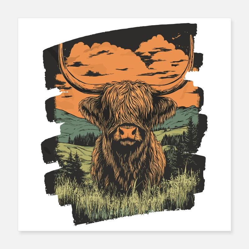 Scottish Highland cattle Poster 16" x 16" (40x40 cm)