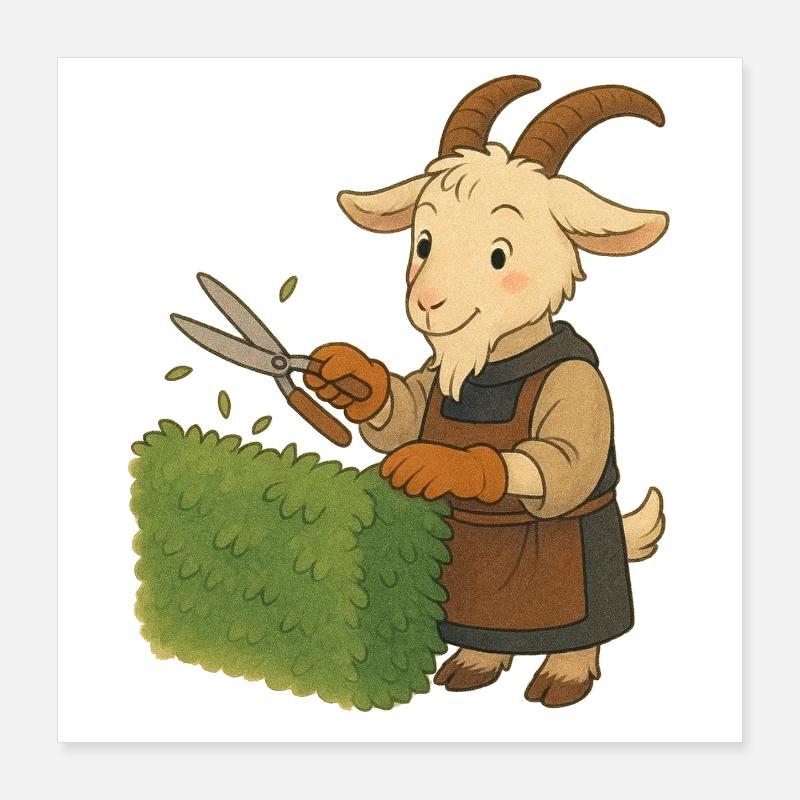 Ein Bock als Gärtner Poster 40x40 cm
