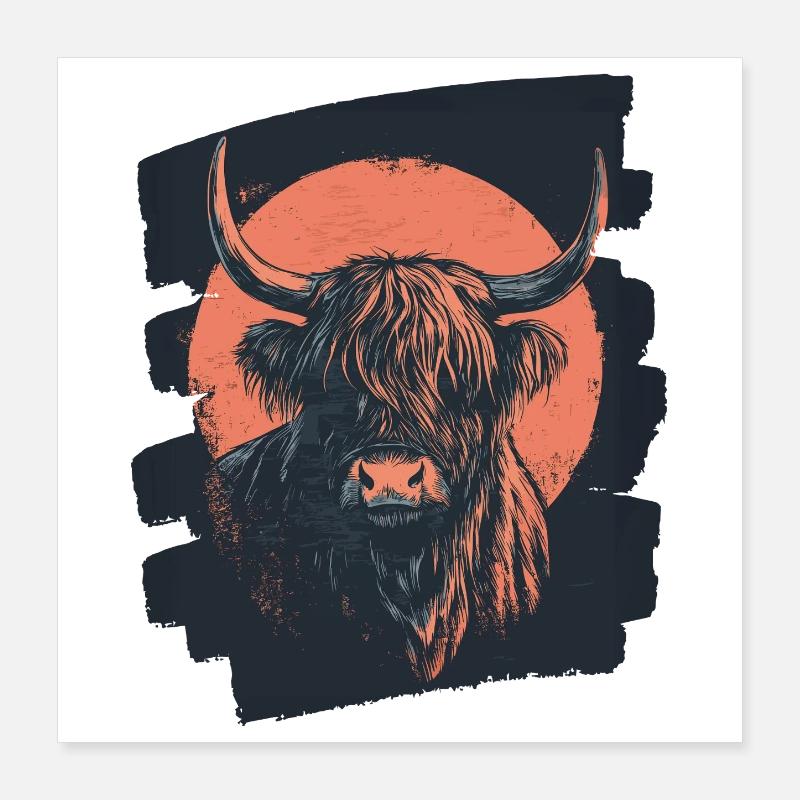Bovins écossais des Highlands Poster 40 x 40 cm