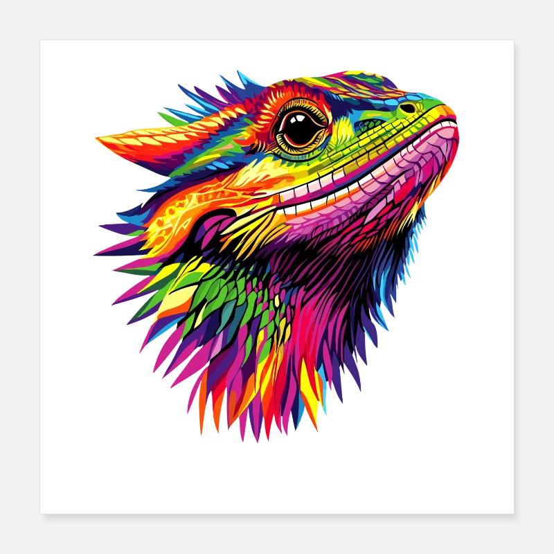 Bartagame Echse Bearded Dragon Süße Bartagamen Poster 40x40 cm