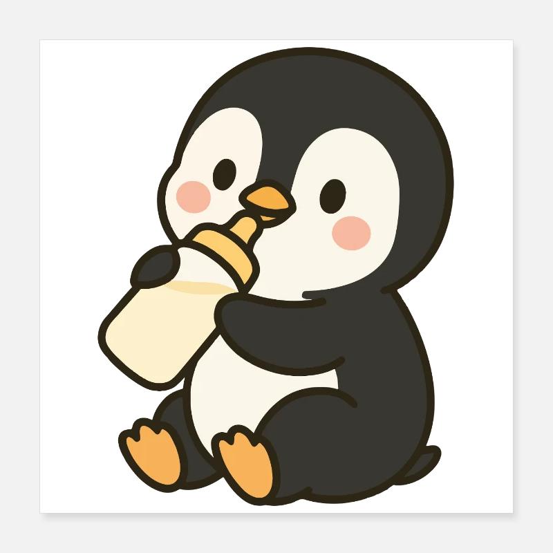 Fläschchen-Pinguin Poster 40x40 cm